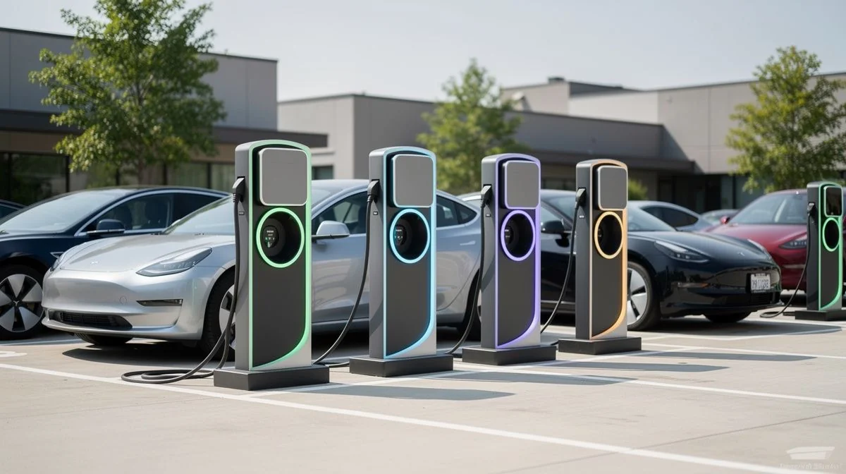 EV charging station NZ with cable connected