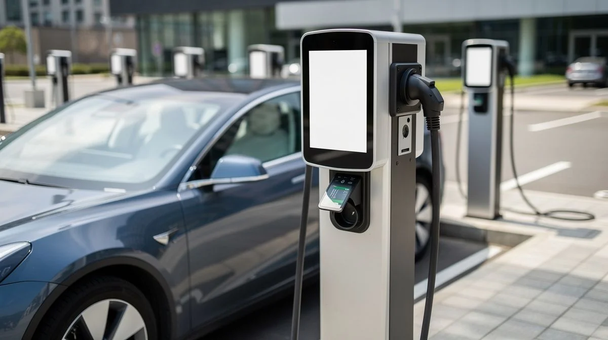 EV driver using charging app to find station