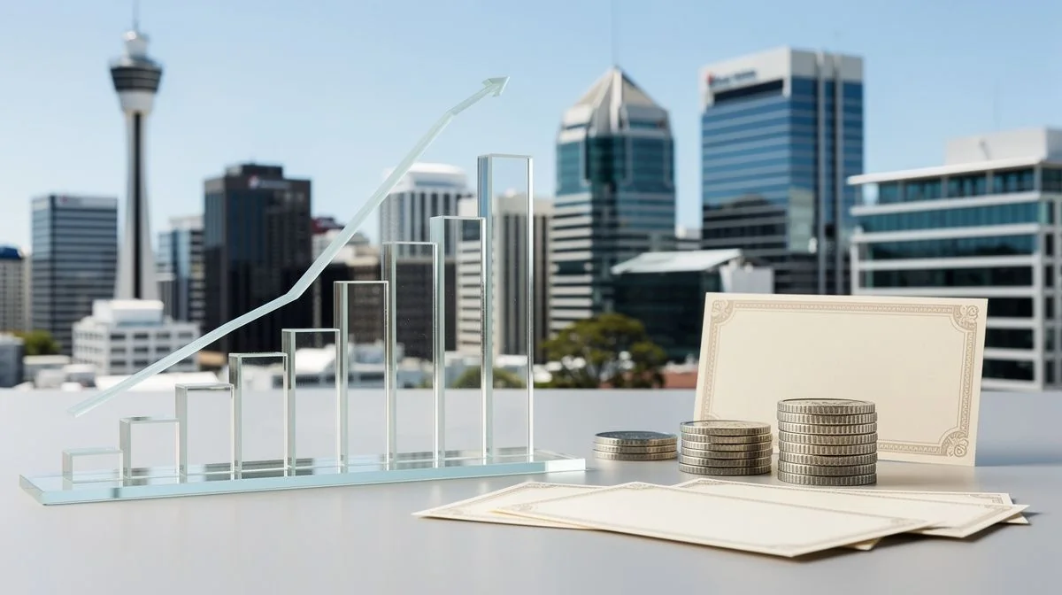 Investor reviewing NZ corporate bond yields on laptop