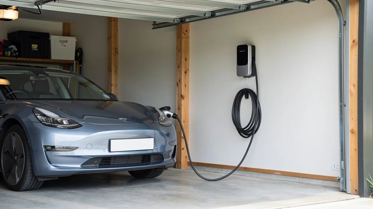 Home EV charger installed in a New Zealand garage