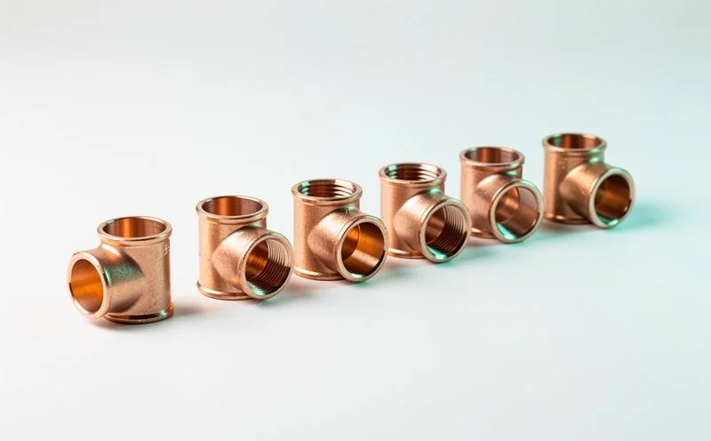 Copper pipe fittings, elbows and couplings arranged in a neat row